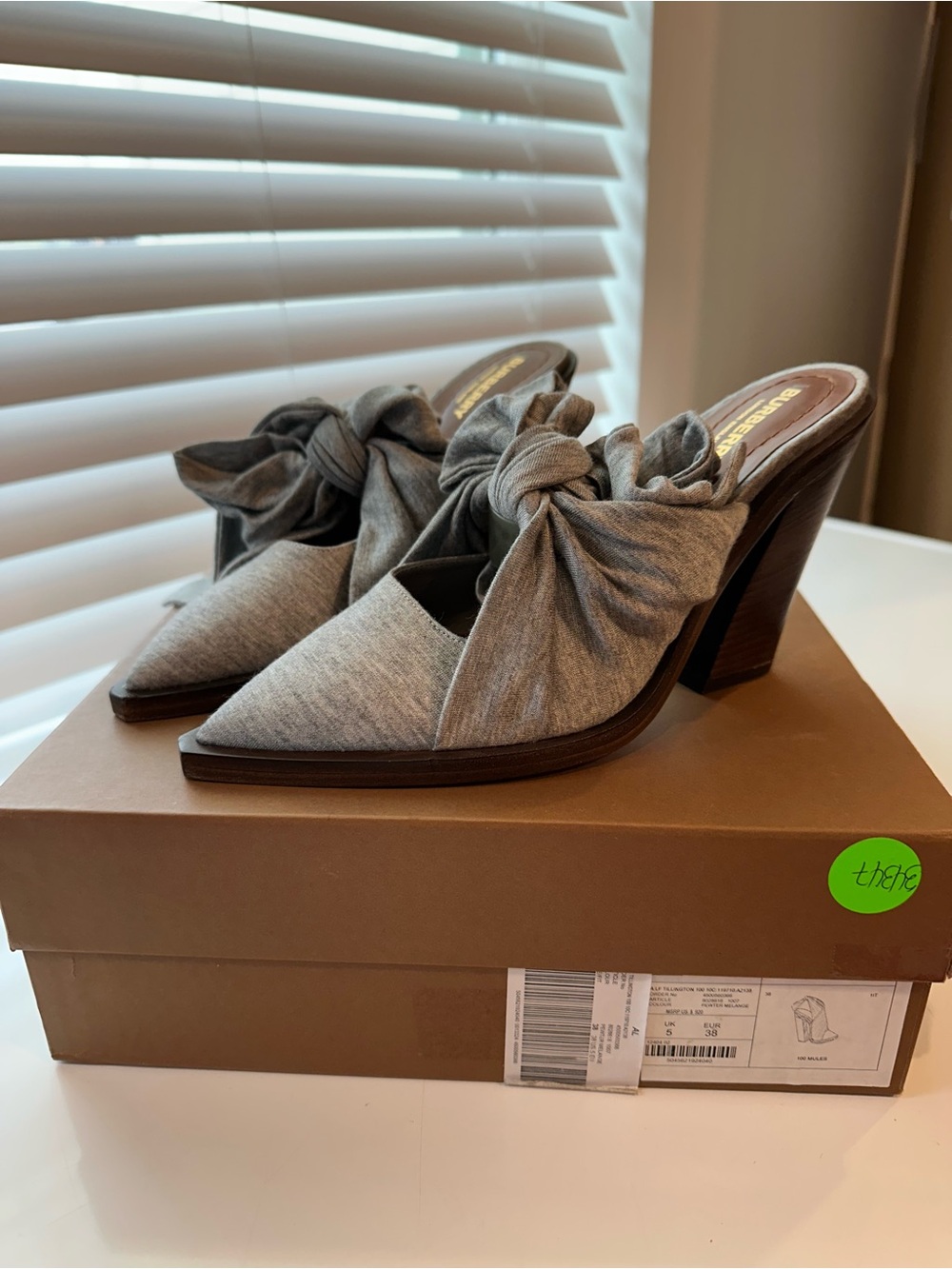 Burberry Light Gray Tie-Wrap Block Heel Sandal EU 38 - Picture 2 of 9